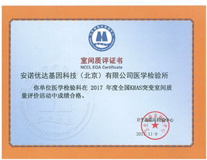 全國KRAS突變室間質(zhì)評證書（2017年）