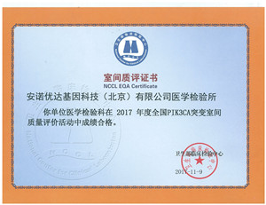 全國PIK3CA突變室間質(zhì)評證書（2017）