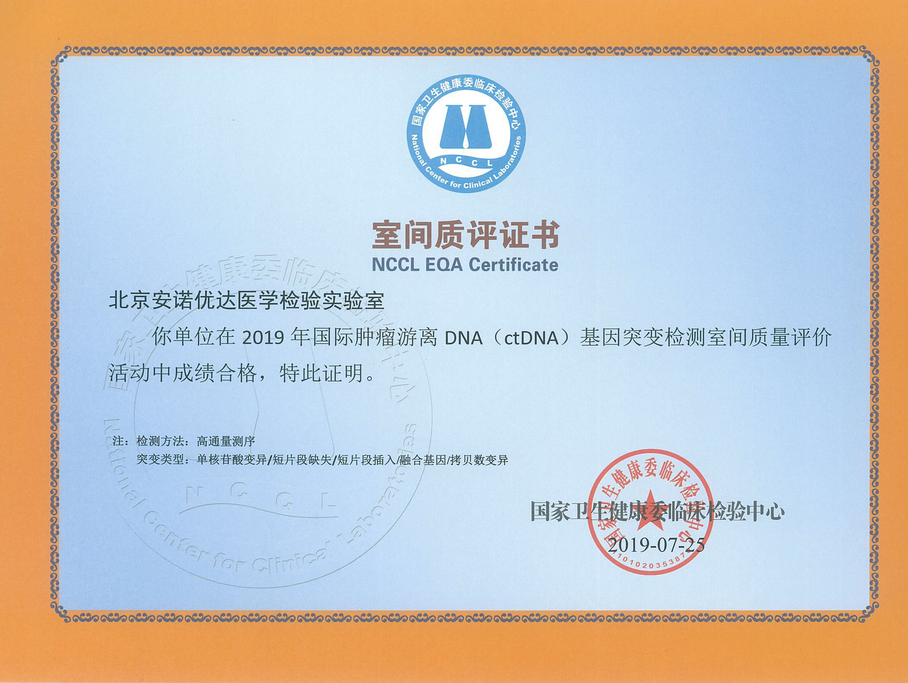 國際腫瘤游離DNA（ctDNA）基因突變檢測（2019）