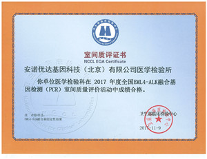 全國EML4-ALK融合基因檢測室間質(zhì)評證書（2017）